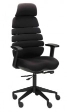 Leaf High Back With Head Rest, Synchro Mech, Inbuilt Seat Slide, Black Fabric. 135Kg